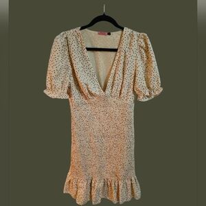 Chi Chi London Beige Polka Dot Midi Dress